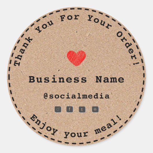 Kraft Heart Vielen Dank für Ihre Bestellung Food B Runder Aufkleber (Vorderseite)