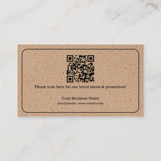 Kraft Hintergrund Coffee Cup QR Code hinzufügen Ih Treuekarte (Rückseite)