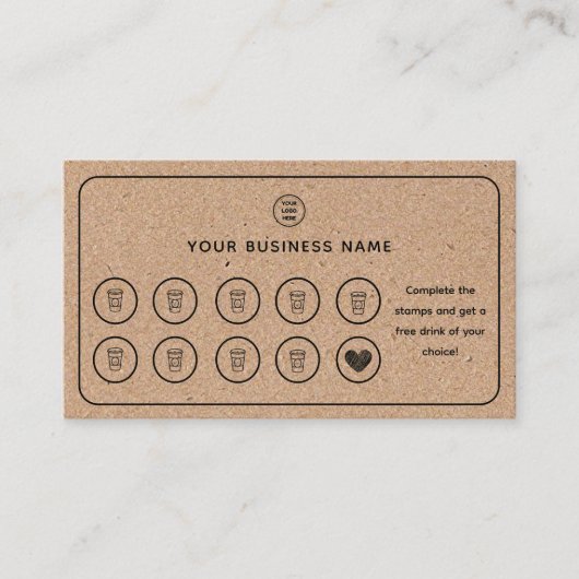 Kraft Hintergrund Coffee Cup QR Code hinzufügen Ih Treuekarte (Vorderseite)