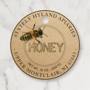 Kraft Honey Jar Neck Tag mit realistischer Honigbi Geschenkanhänger