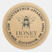 Kraft Honey Jar Vintag Bee Sticker (Vorderseite)