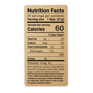 Kraft Honey Nutrition Fakten Versandkennzeichen