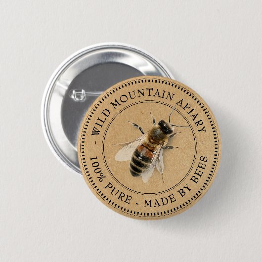 Kraft Honeybee Apiary Farmer's Market Button (Vorne & Hinten)