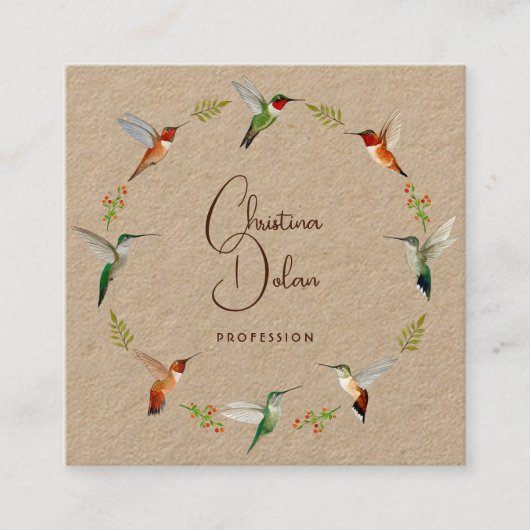 Kraft Hummingbird Business Card Quadratische Visitenkarte (Vorderseite)