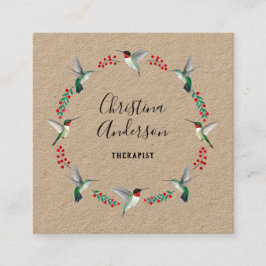 Kraft Hummingbird Wreath Quadratische Visitenkarte