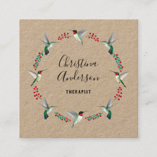 Kraft Hummingbird Wreath Quadratische Visitenkarte
