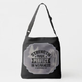 "Kraft in Schwäche perfekt gemacht" Bibelverse Tragetaschen Mit Langen Trägern (Rückseite)