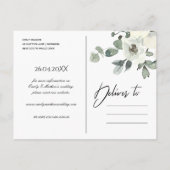 KRAFT IVORY WEISSE BLUMENBUNKT SAVE THE DATE ANKÜNDIGUNGSPOSTKARTE (Rückseite)