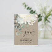 KRAFT IVORY WEISSE BLUMENBUNKT SAVE THE DATE ANKÜNDIGUNGSPOSTKARTE (Stehend Vorderseite)