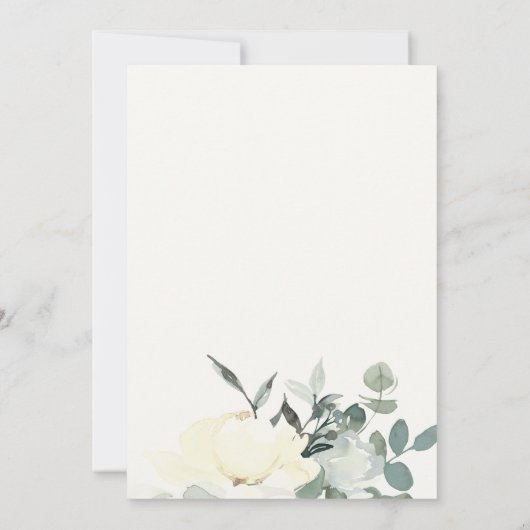 KRAFT IVORY WHITE AQUA FLORAL ERSTER HOLY COMMUNIO EINLADUNG (Rückseite)