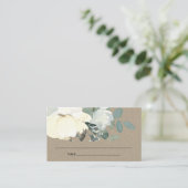 KRAFT IVORY WHITE FLORAL BABY DUSCHE PLATZKARTE VISITENKARTE (Stehend Vorderseite)
