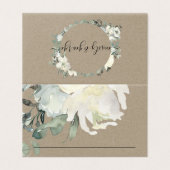 KRAFT IVORY WHITE FLORAL BUNCH WEDING PLATZKARTEN (Außenseite Aufgefaltet)