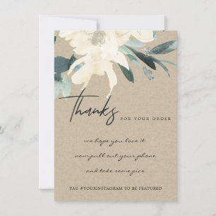 KRAFT IVORY WHITE FLORAL CORPORATE Business LOGO Dankeskarte