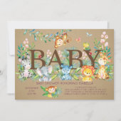 Kraft Jungle Gender Neutral Baby Dusche Einladung (Vorderseite)