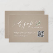 Kraft-Kalligrafie rustikale Grünpflanzen Hochzeit RSVP Karte (Vorne/Hinten)