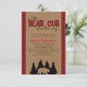 Kraft Kariert Little Bear Cub Babydusche Einladung (Stehend Vorderseite)