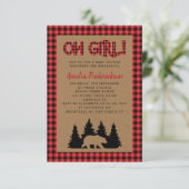 Kraft Kariert Oh Girl Rustic Baby Dusche Einladung (Stehend Vorderseite)