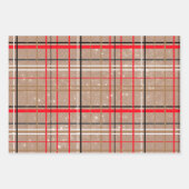 Kraft Kariert, Schneeflocken und Sterne Geschenkpapier Set (Vorderseite)