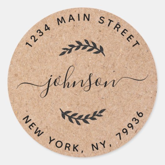 Kraft kreieren Ihre eigene runde Rücksendeadresse Runder Aufkleber (Vorderseite)