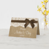 Kraft, Lace & Brown Bow Happy Mother Day Karte (Gelbe Blume)