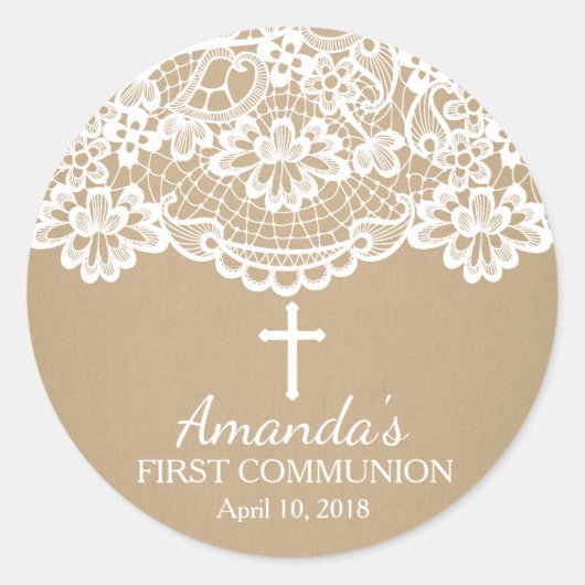 Kraft Lace First Holy Communion Sticker (Vorderseite)