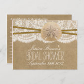 Kraft Lace Sand Dollar Beach Brautparty Rezept Einladungspostkarte (Vorne/Hinten)