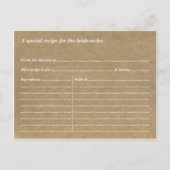 Kraft Lace Sand Dollar Beach Brautparty Rezept Einladungspostkarte (Rückseite)