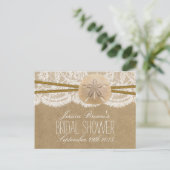 Kraft Lace Sand Dollar Beach Brautparty Rezept Einladungspostkarte (Stehend Vorderseite)