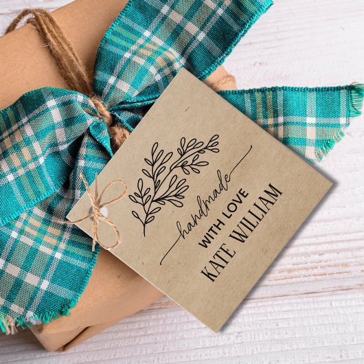 Kraft Laurel handgefertigt mit Liebe-Geschenketike Geschenkanhänger