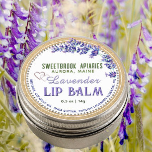 Kraft Lavendel-Lippenbalsam-Etikett mit lila Herze Runder Aufkleber