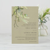 KRAFT LEAFY GREEN FOLIAGE BUNCH WATERCOLOR WEDD EINLADUNG (Stehend Vorderseite)