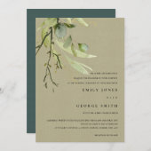 KRAFT LEAFY GREEN FOLIAGE BUNCH WATERCOLOR WEDD EINLADUNG (Vorne/Hinten)