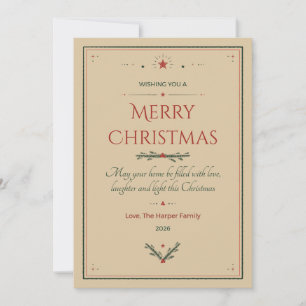 Kraft Letterpress-Merriment-Familienweihnachtskart Einladung