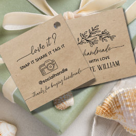 Kraft Lorbeer handgefertigt mit Liebe, knipsen und Geschenkanhänger