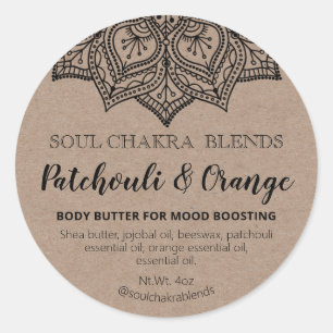 Kraft Mandala Produktverpackung Mood Blend Labels Runder Aufkleber
