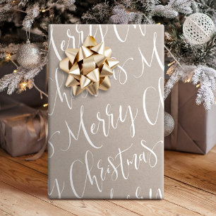 Kraft Merry Christmas Calligraphy Holiday Geschenkpapier