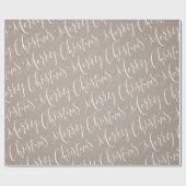 Kraft Merry Christmas Calligraphy Holiday Geschenkpapier (Flach)