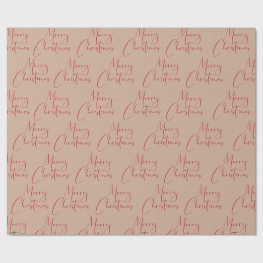 Kraft Merry Christmas Red Script Wrapping Paper Geschenkpapier (Flach)