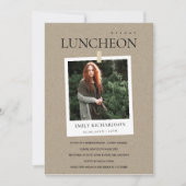 KRAFT MINIMAL CUSTOM FOTO BRIDAL LUNCHEON EINLADEN DANKESKARTE (Vorderseite)