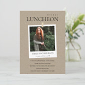 KRAFT MINIMAL CUSTOM FOTO BRIDAL LUNCHEON EINLADEN DANKESKARTE (Stehend Vorderseite)