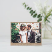 Kraft Minimalistisch Wedding Foto Danke B Postkarte (Stehend Vorderseite)