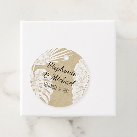 Kraft Modern Beach Simple Jungle Leaf Wedding Geschenkanhänger (Beispiel)