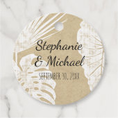Kraft Modern Beach Simple Jungle Leaf Wedding Geschenkanhänger (Vorderseite)