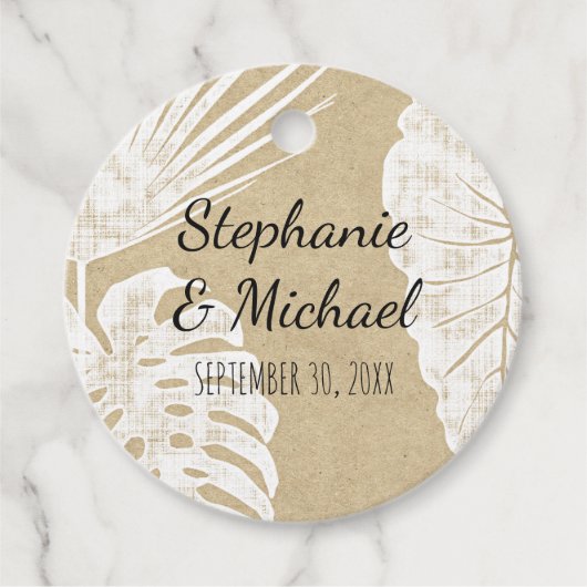 Kraft Modern Beach Simple Jungle Leaf Wedding Geschenkanhänger (Vorderseite)