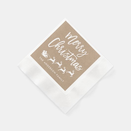 Kraft Modern Brush Script Weihnachten Serviette (Ecke)