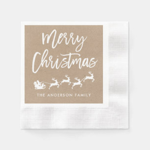 Kraft Modern Brush Script Weihnachten Serviette