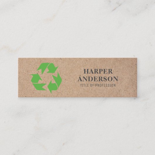 Kraft Modern Green Öko Recycelte Beruflich Mini Visitenkarte (Vorderseite)