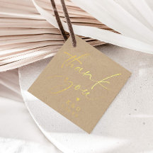 Kraft Modern Heart Wedding Gold Foil Fevor Tags