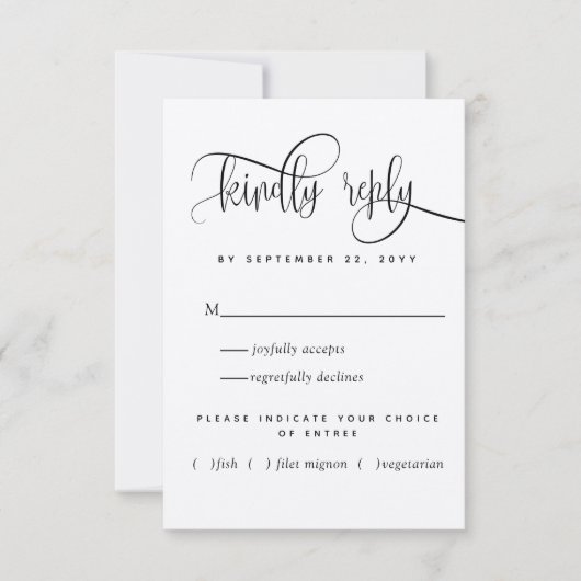 Kraft, modern rustikal, Script mit Mahlzeiten RSVP (Vorderseite)