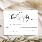 Kraft, moderne rustikale, Script Wedding RSVP Card Karte